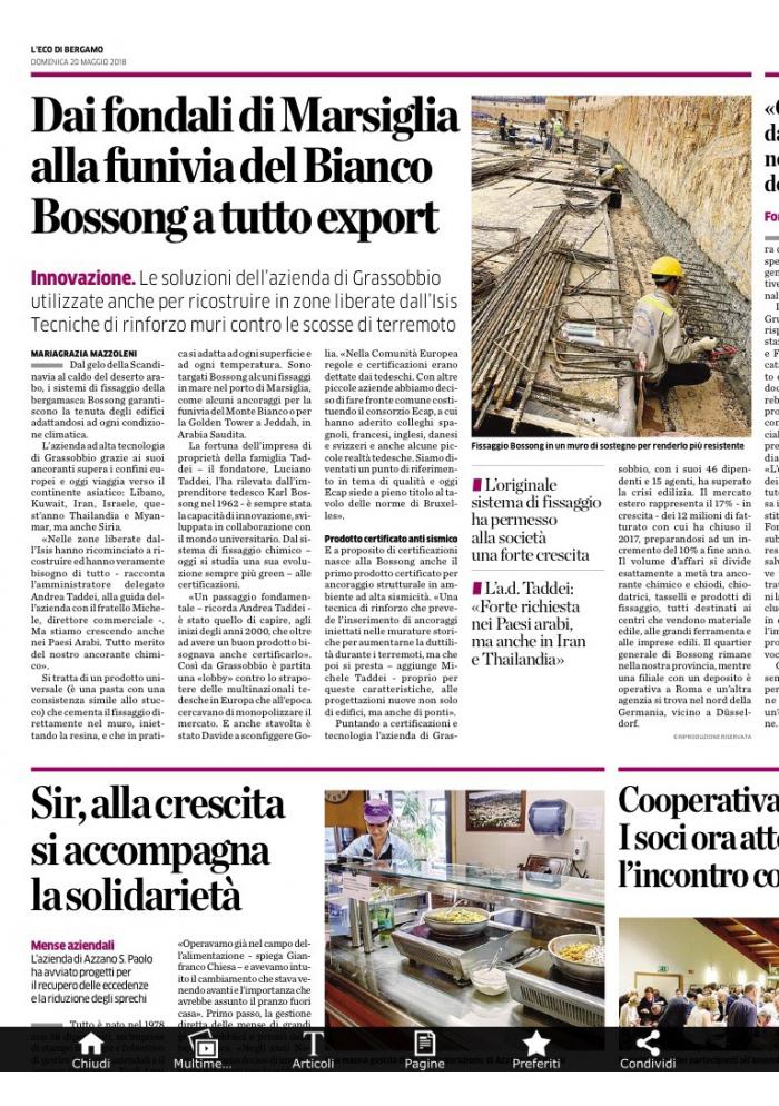 Bossong Eco di Bergamo 2018